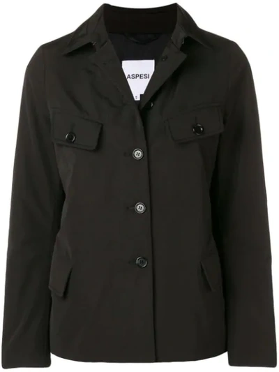 Shop Aspesi Buttoned Jacket In Black