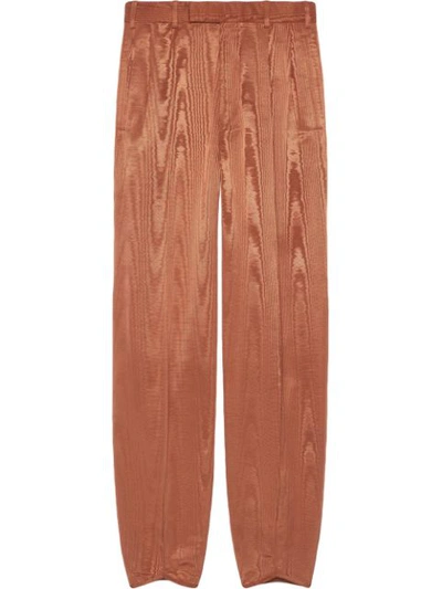 Shop Gucci Moiré Straight-leg Trousers In Orange