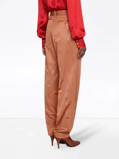 Shop Gucci Moiré Straight-leg Trousers In Orange