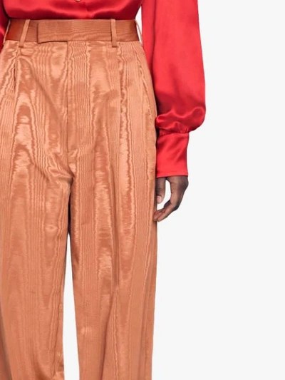 Shop Gucci Moiré Straight-leg Trousers In Orange