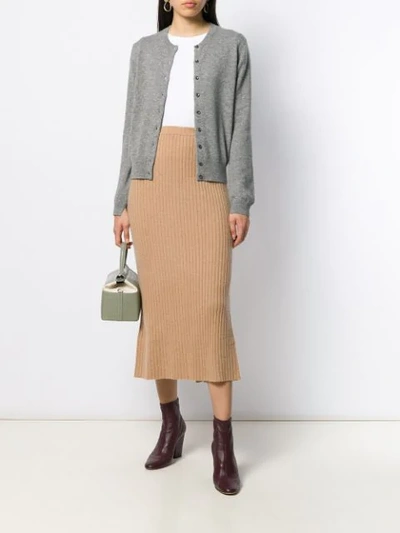 Shop Allude Cashmere Straight Line Skirt In Neutrals