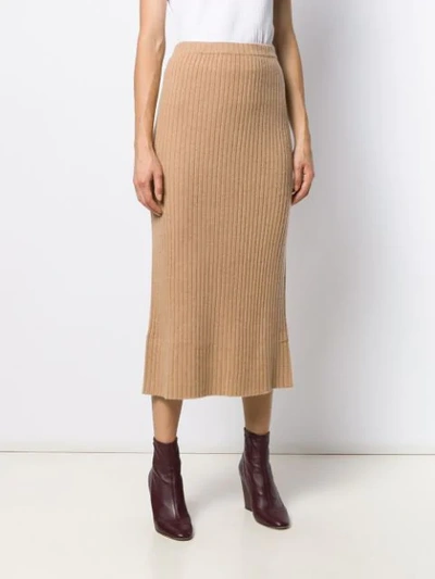 Shop Allude Cashmere Straight Line Skirt In Neutrals