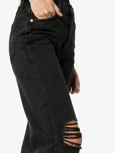 Shop Re/done High Rise Cutout Loose Jeans In Black