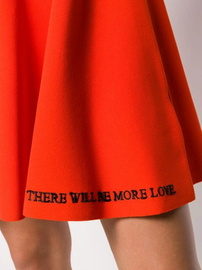 Shop Valentino Poetry Embroidery Pleated Dress In Orange