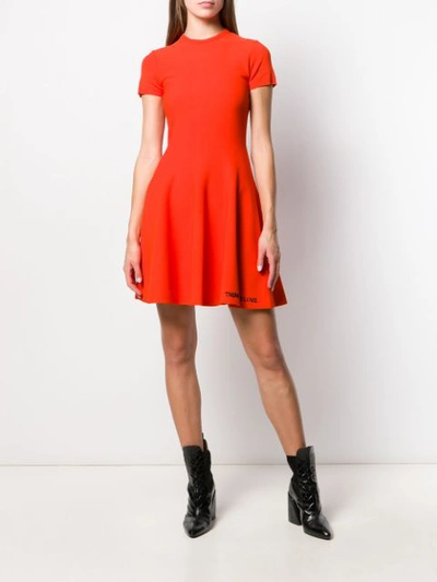 Shop Valentino Poetry Embroidery Pleated Dress In Orange