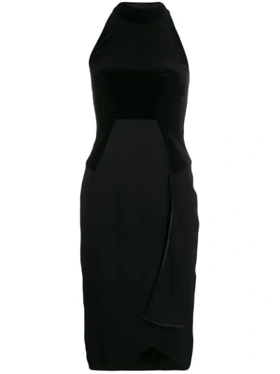Shop Tom Ford Cady And Velvet Halterneck Dress In Black