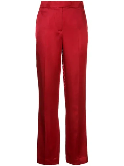 Shop Helmut Lang High Waisted Straight Leg Trousers In Red