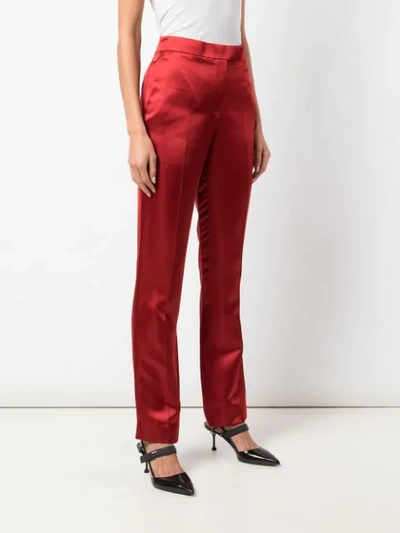 Shop Helmut Lang High Waisted Straight Leg Trousers In Red