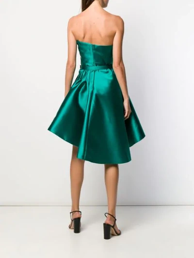 Shop Alberta Ferretti Pleated Detail Satin Cocktail Dress In Green