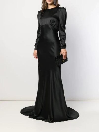Shop Alessandra Rich Open Back Evening Gown In Black