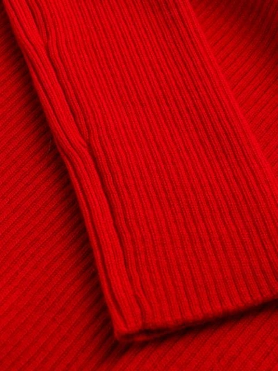 Shop Paule Ka Ribbed Off-the-shoulder Jumper In Red