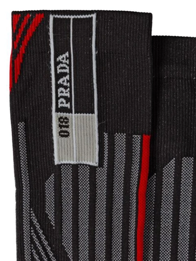 Shop Prada Geometric Intarsia Socks - Black