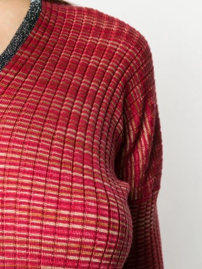 Shop M Missoni Ribbed-knit Dress In Red