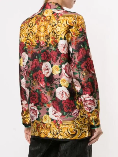 Shop Dolce & Gabbana Baroque And Floral Print Shirt In Yellow