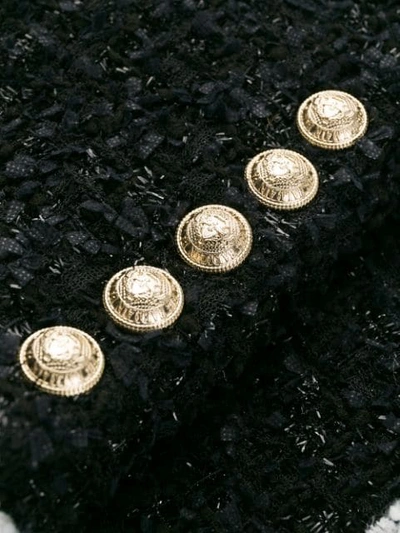 Shop Balmain Tweed Button-front Jacket In Eab Noir