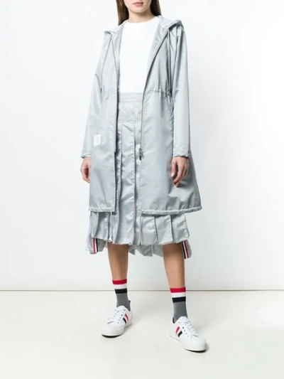 Shop Thom Browne Center Back Long Hooded Parka In Grey