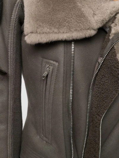 Shop Rick Owens Fur Collar Leather Jacket In Grey
