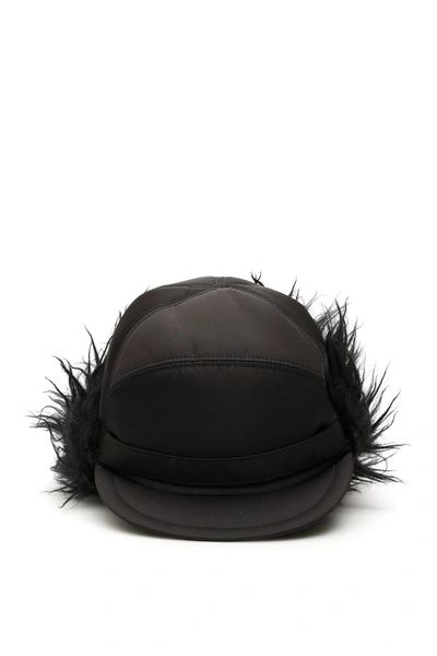 Shop Prada Aviator Hat With Mohair Inserts In Nero (black)