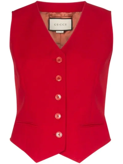 Shop Gucci Cady Button-front Waistcoat In Red