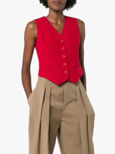 Shop Gucci Cady Button-front Waistcoat In Red