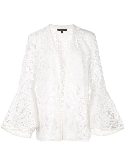 Shop Alberto Makali Sheer Lace Jacket In White
