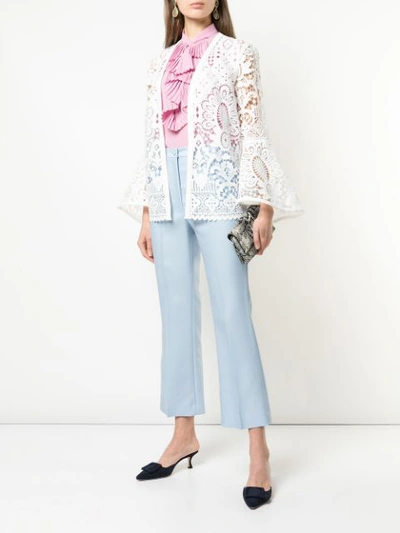 Shop Alberto Makali Sheer Lace Jacket In White