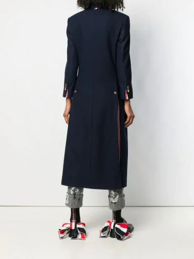 Shop Thom Browne Melton Wool Elongated Chesterfield Coat In Blue