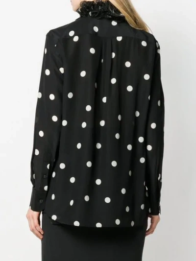 Shop Dolce & Gabbana Ruffled Collar Polka Dot Blouse In Black