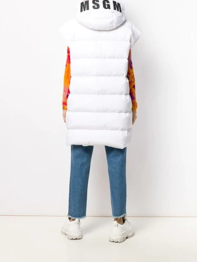 Shop Msgm Oversized Puffer Vest In 01 Optical White