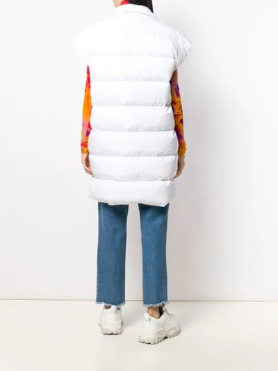Shop Msgm Oversized Puffer Vest In 01 Optical White