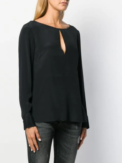 Shop Dondup Tear Neck Blouse In Black