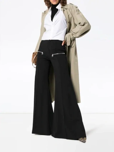 Shop Chloé Zip Detail Flared Trousers In Black