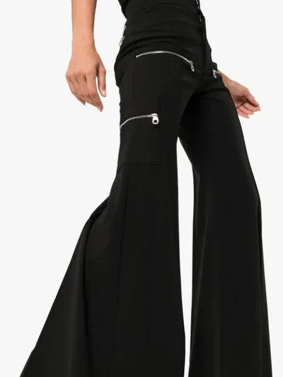Shop Chloé Zip Detail Flared Trousers In Black