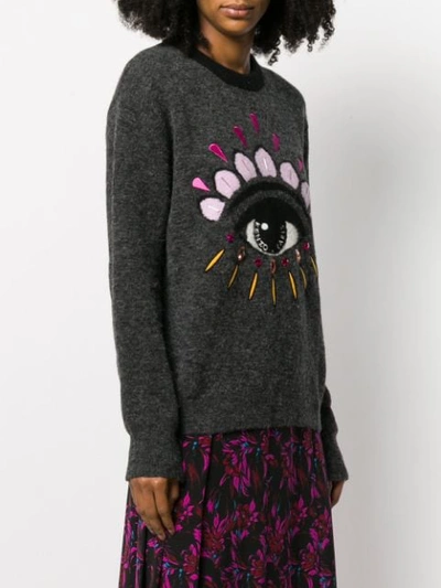 Shop Kenzo Eye Embellished Sweater In Grey