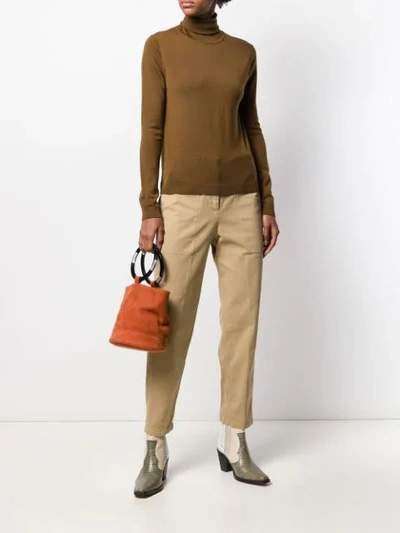 Shop Aspesi Creased Cropped Trousers In Neutrals