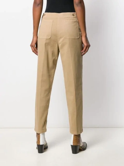 Shop Aspesi Creased Cropped Trousers In Neutrals