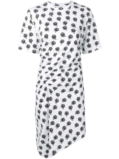 Shop Kenzo Floral Print Asymmetric Dress In White