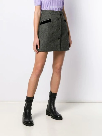 Shop Miu Miu Herringbone Mini Skirt In Black