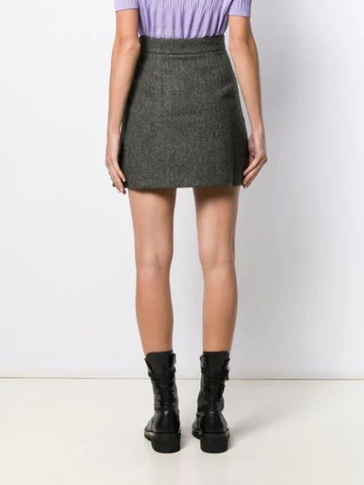 Shop Miu Miu Herringbone Mini Skirt In Black