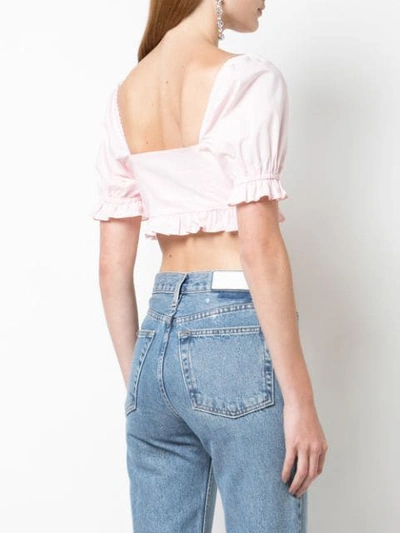 Shop Callipygian Lace-up Crop Top In Pink