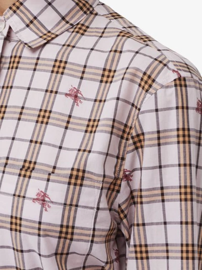 Shop Burberry Fil Coupé Check Cotton Shirt In Neutrals