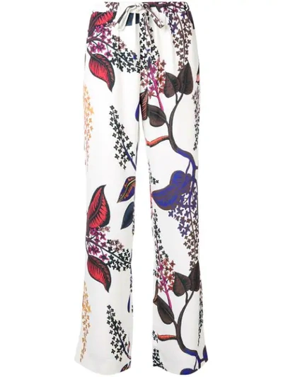 Shop Stine Goya Floral Straight Trousers In White