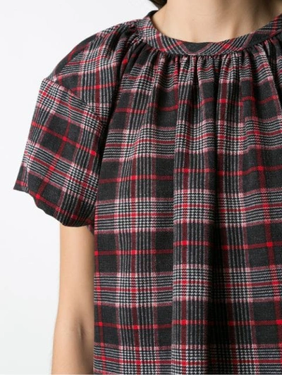 Shop À La Garçonne Pleated Check Blouse In Black