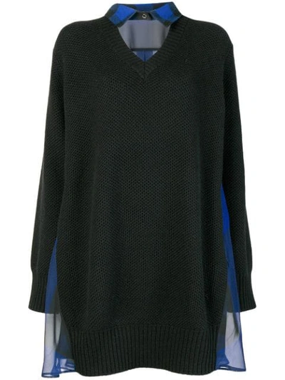 Shop Sacai Collar Sweater Dress - Black