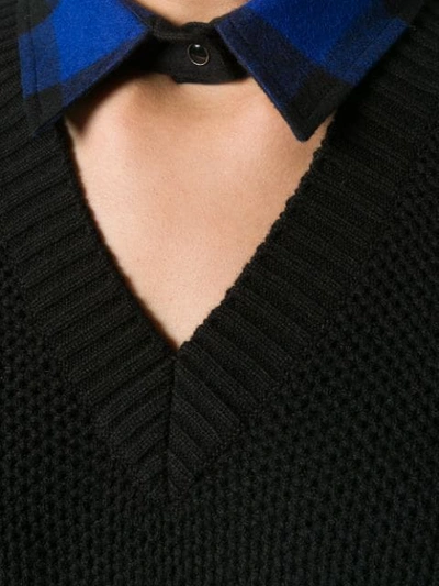 Shop Sacai Collar Sweater Dress - Black