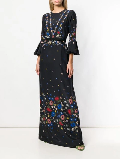 Shop Erdem Floral Print Maxi Dress In Black