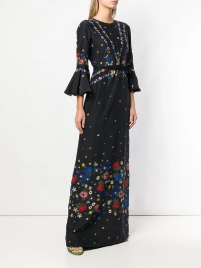 Shop Erdem Floral Print Maxi Dress In Black