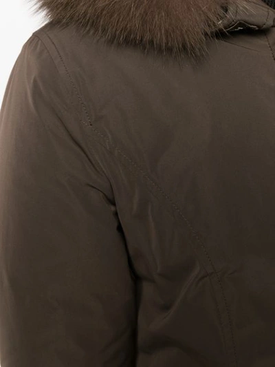 Shop Woolrich Short Fur Detail Coat - Brown
