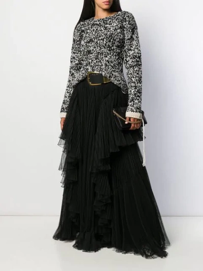 Alberta Ferretti Ruffled Trim Skirt In Black