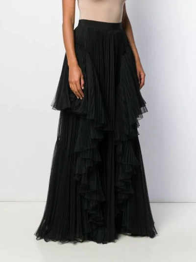 Alberta Ferretti Ruffled Trim Skirt In Black
